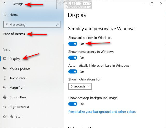 windows 10 animation settings
